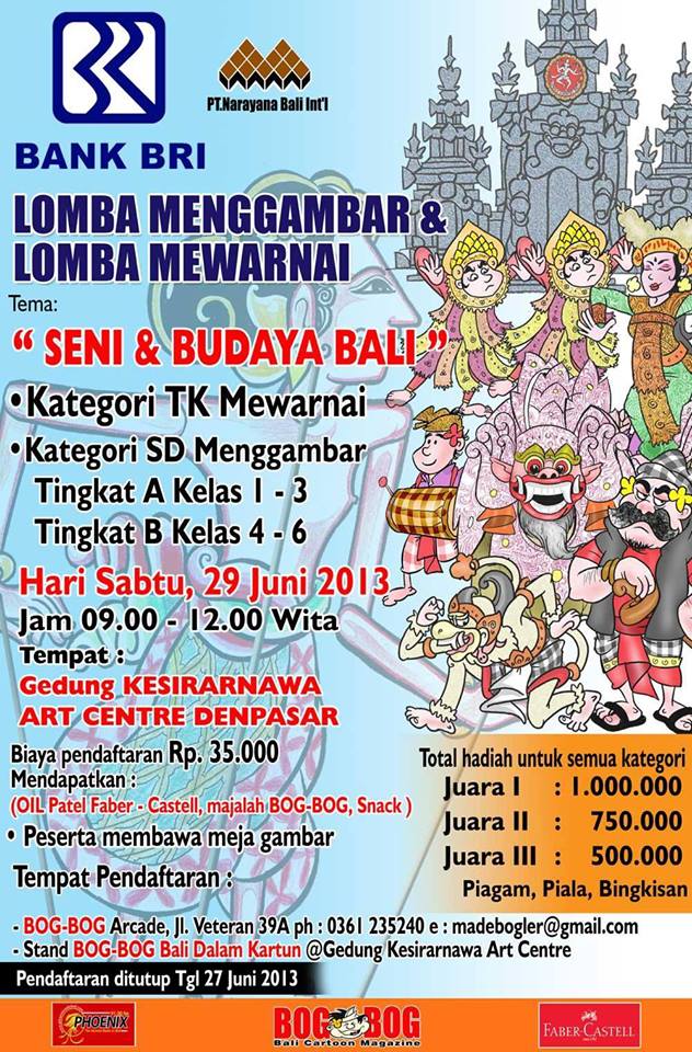 Lomba Menggambar Mewarnai Seni Budaya Bali 29 Juni Kartun Krisna
